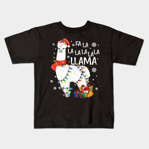 Awesome Fa La La Llama Merry Christmas Lllama Lover Christmas Pajamas Kids T-Shirt by taluswink